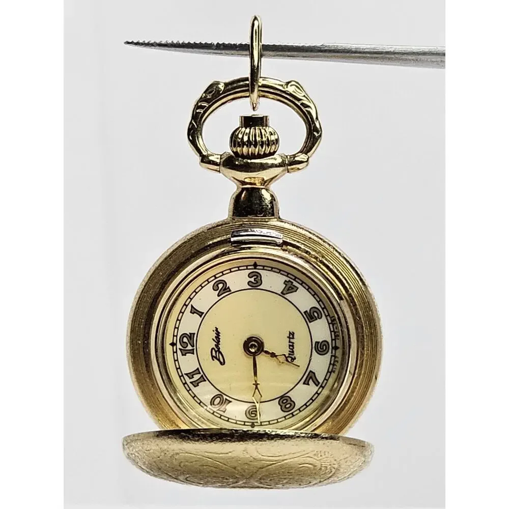 Vintage Gold Tone - Quartz -Mini Pocket Watch Pendant (Untested/Parts)